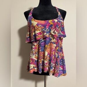 EUC Kira Multicolor Floral Ruffle Sleeveless Top size small